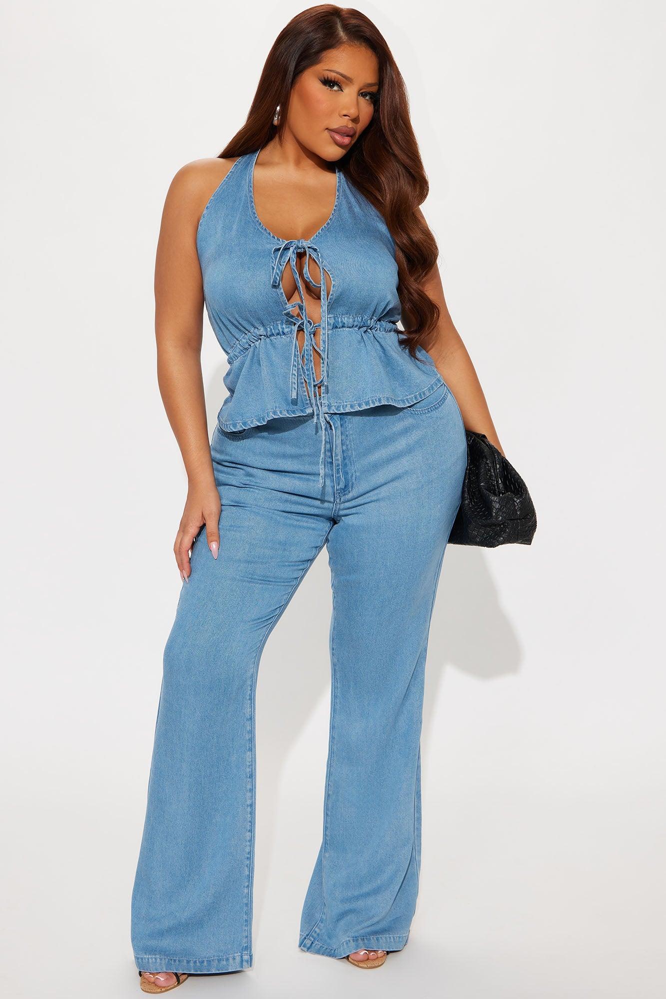 Jolene Flare Pant Set - Medium Wash Product Image