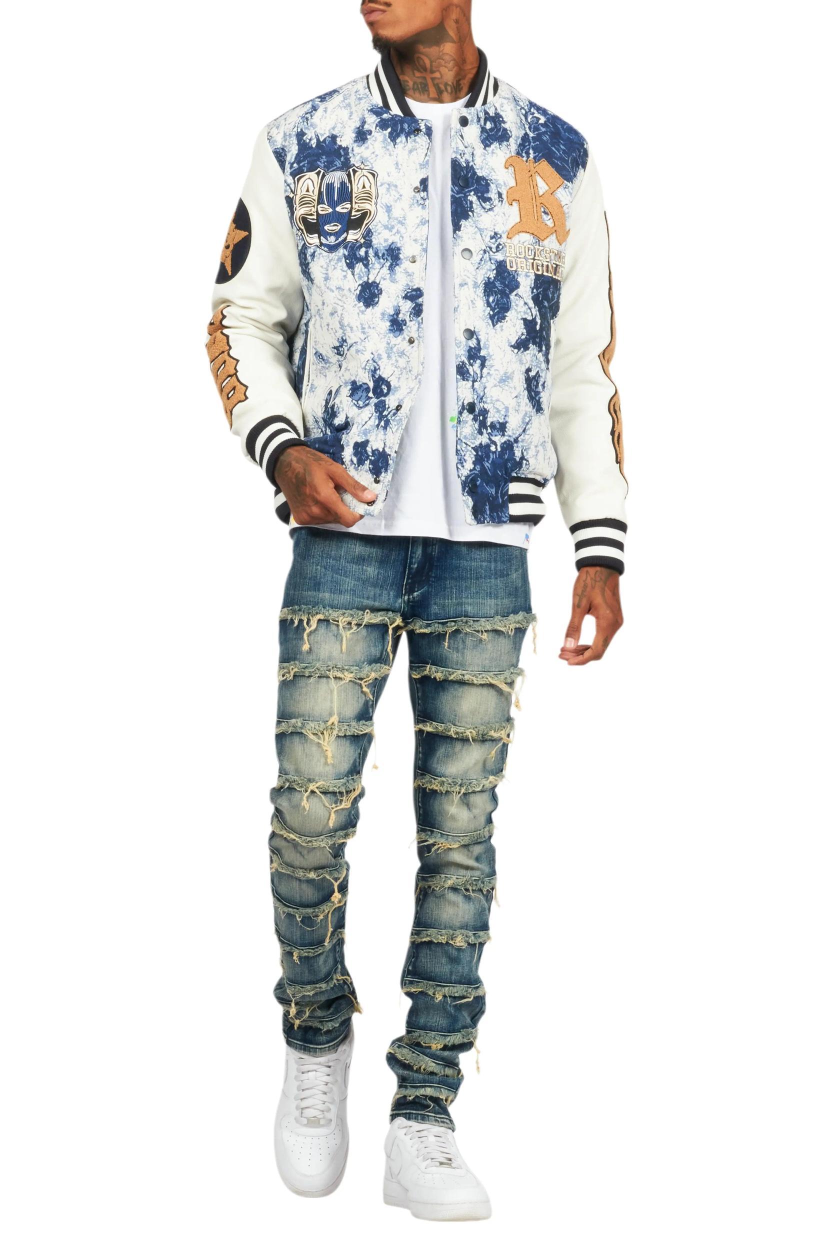 Doron Blue Tapestry Varsity Jacket Male Product Image