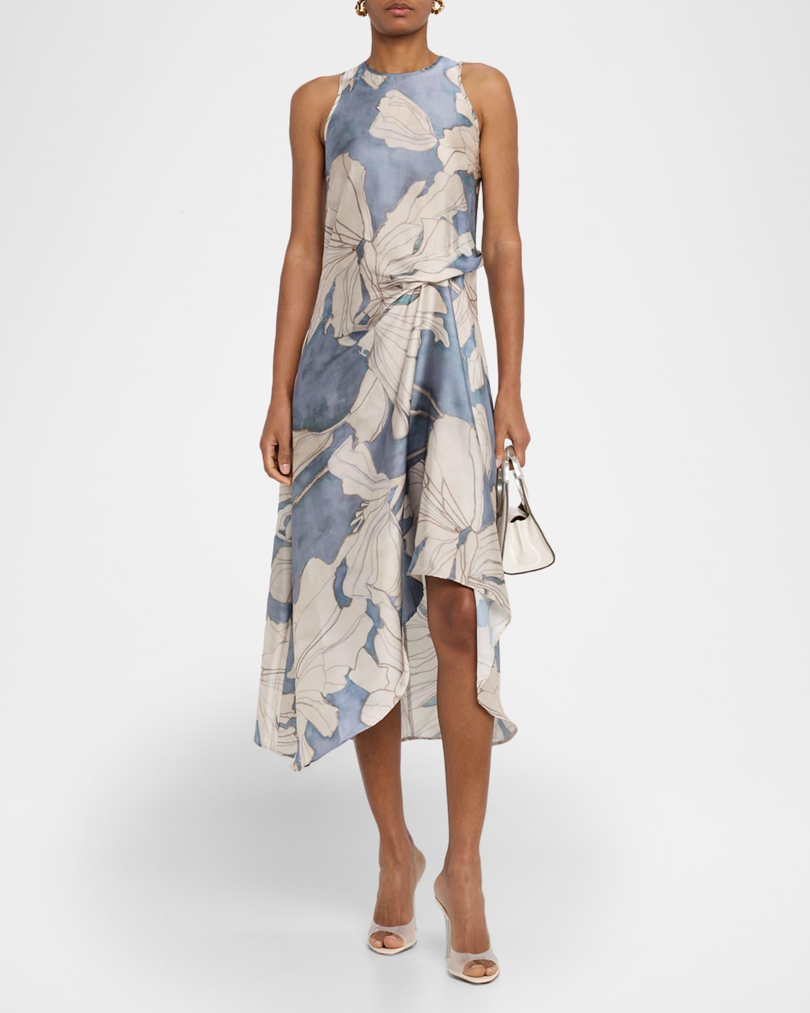 Mieke High-Low Satin Midi Dress Product Image