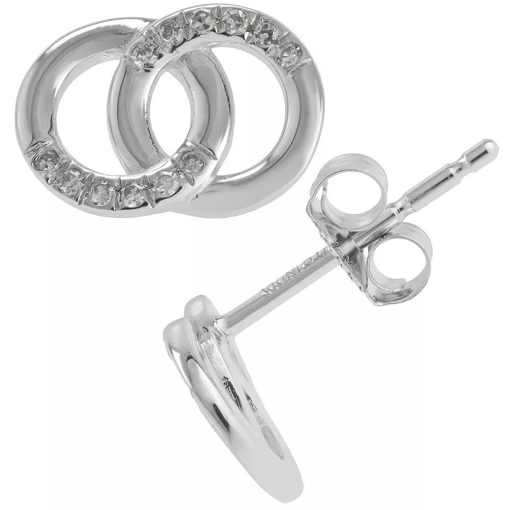 Luxle 14k White Gold 5/8 Carat T.W. Diamond Interlocking Circle Stud Earrings, Women's Product Image