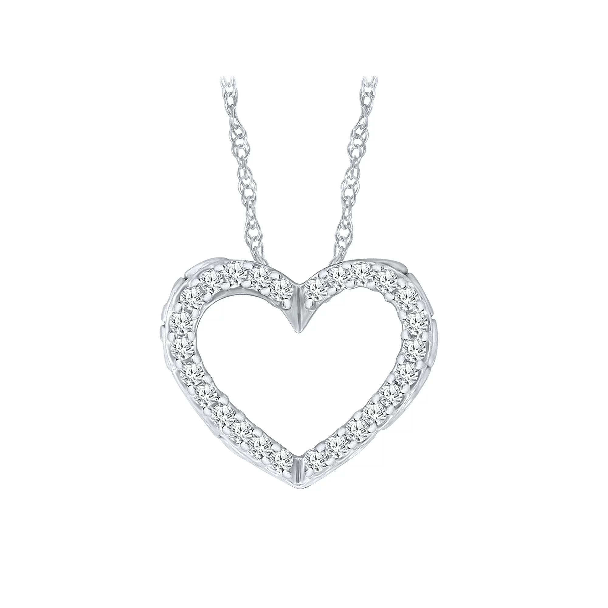 Irena Park 10K White Gold 1/10 Carat T.W. Diamond Heart Pendant Necklace, Women's, Size: 18" Product Image