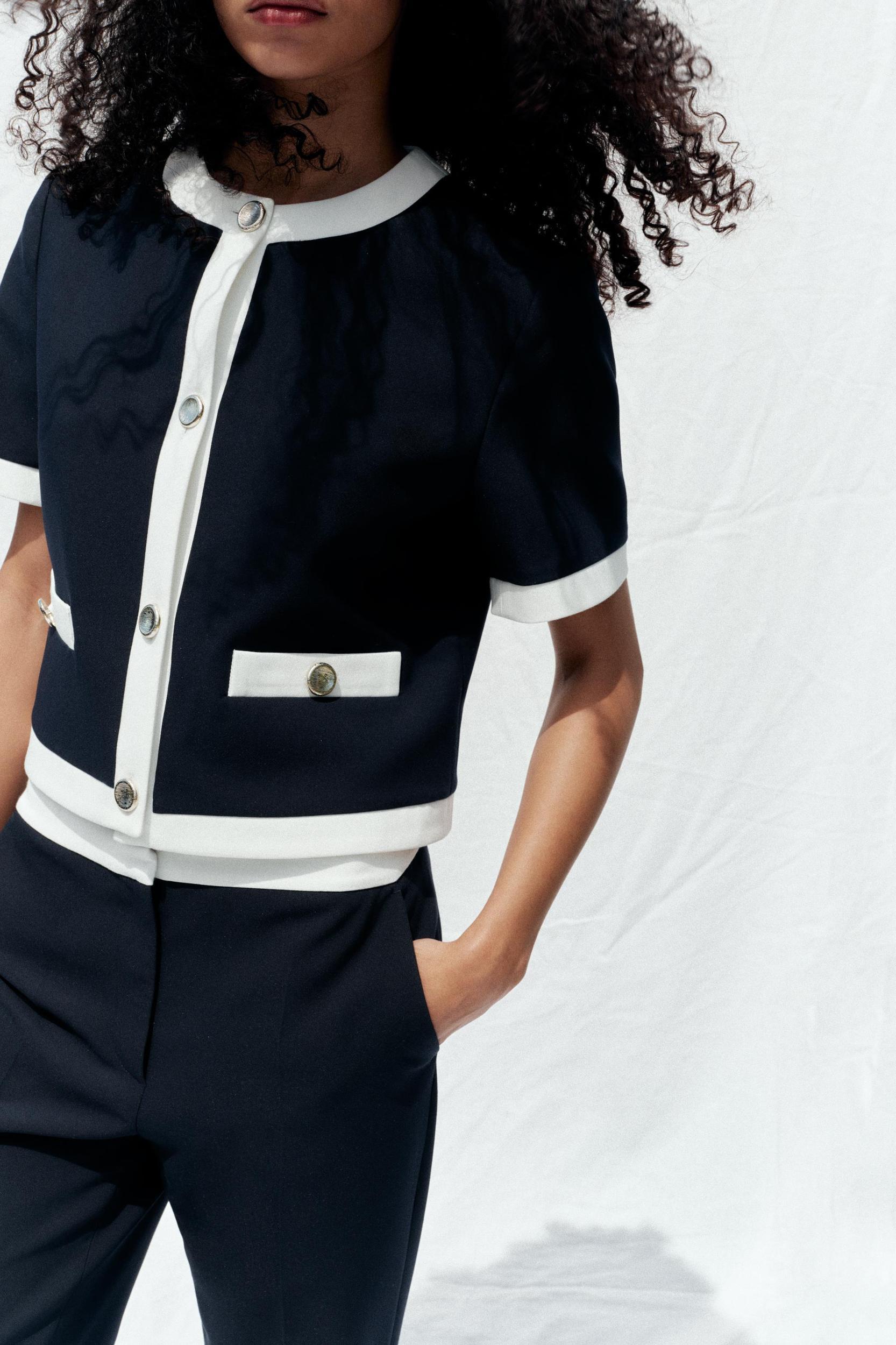 CONTRAST WAIST STRAIGHT LEG PANTS Product Image