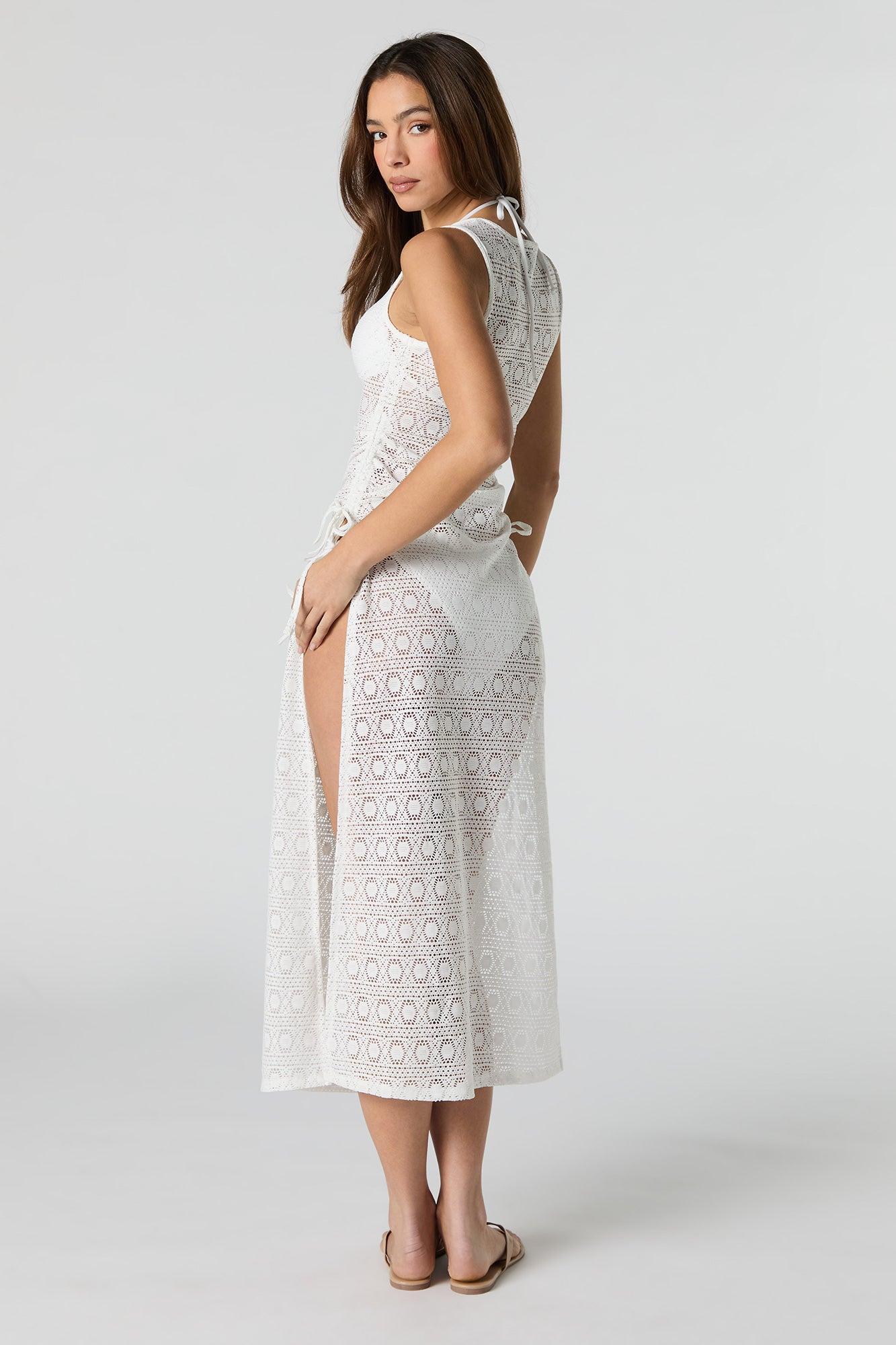 Crochet Side Slit Midi Dress Cover Up Female Product Image