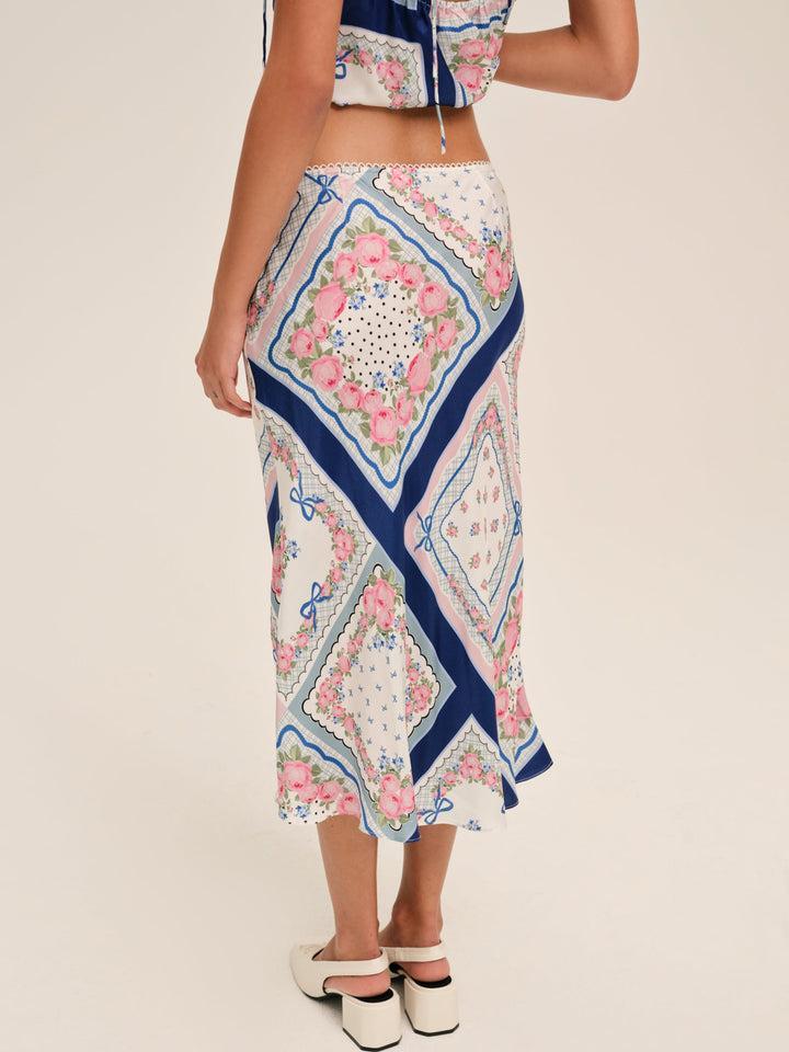Summer Scarf Midi Skirt — Blue Product Image
