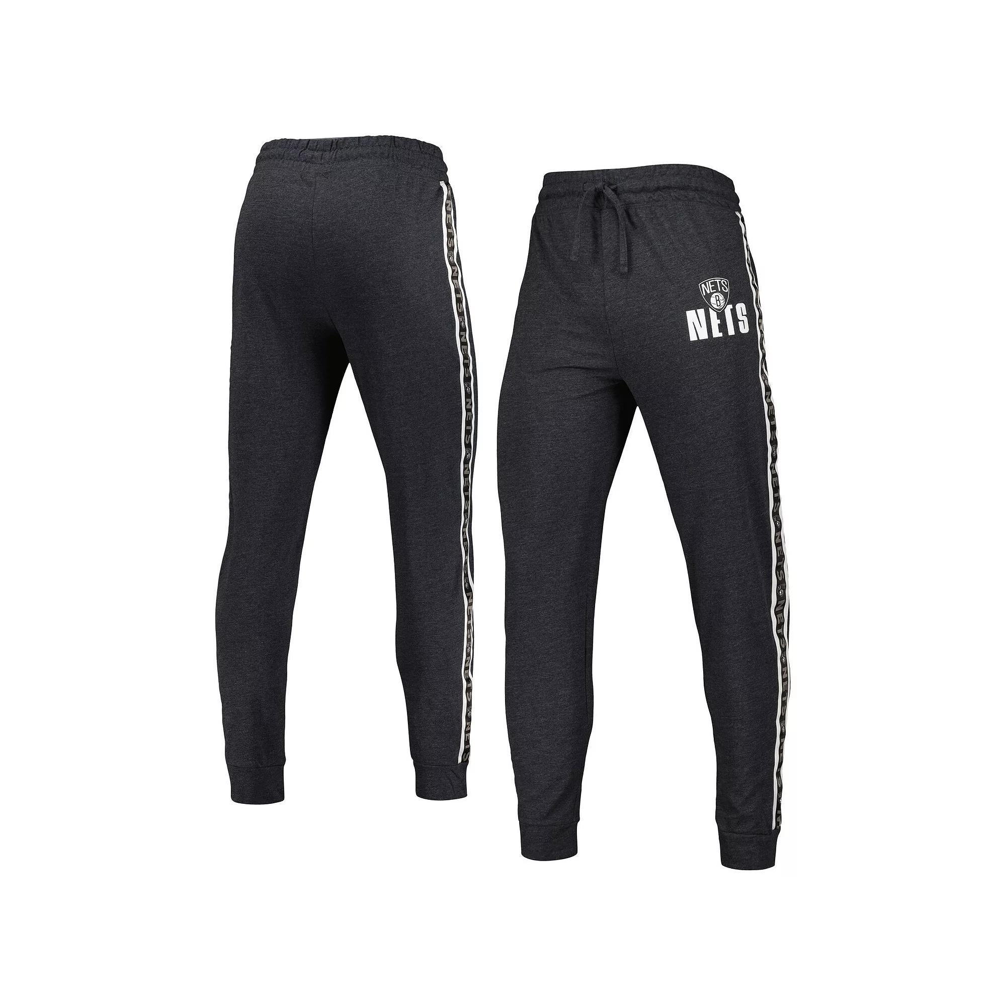 Men's Concepts Sport Charcoal Brooklyn Nets Team Stripe Jogger Pants, Size: Large Product Image