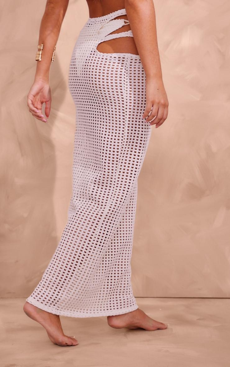 Cream Crochet Cut Out Maxi Beach Skirt Product Image