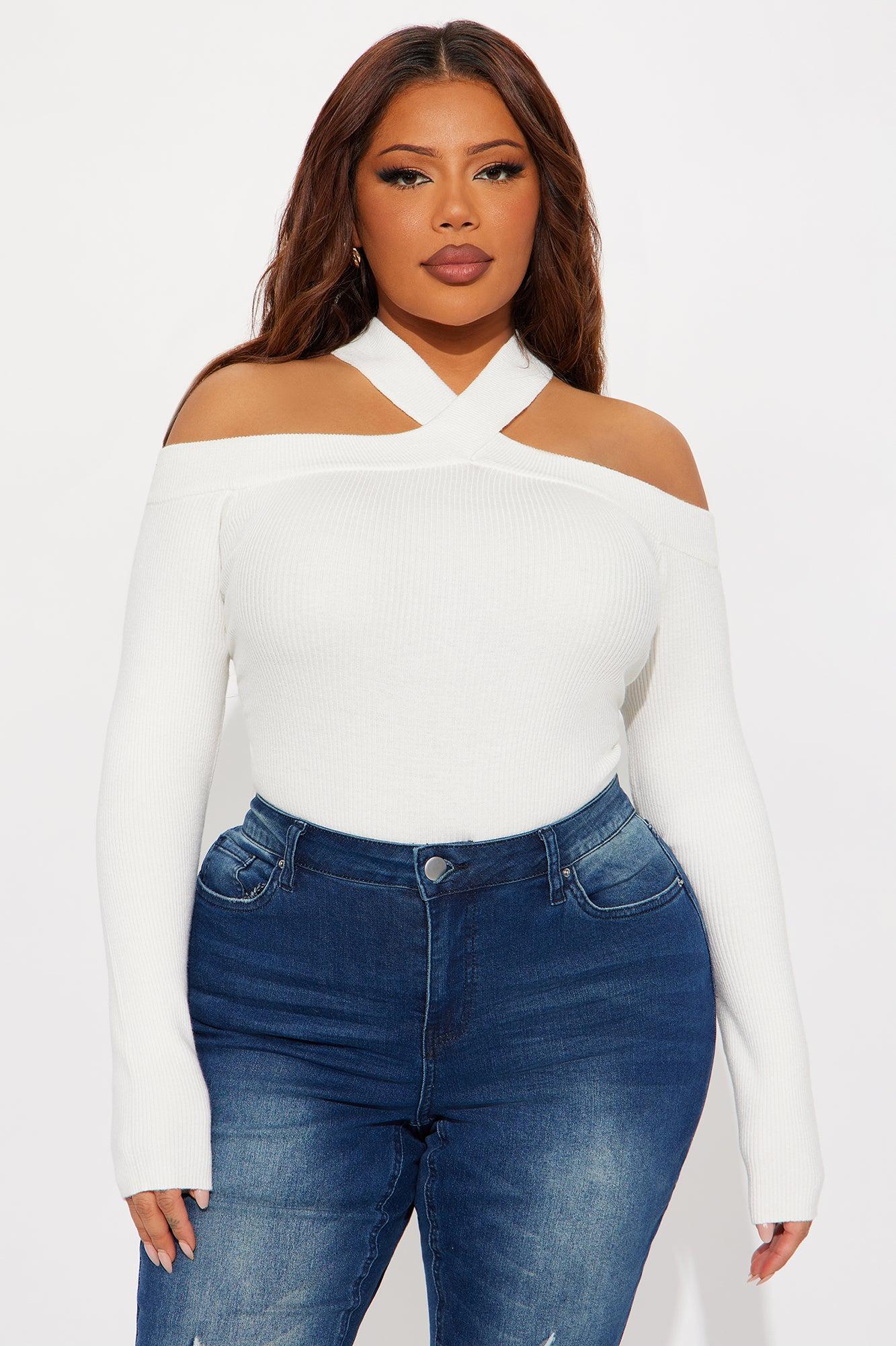 Cross My Heart Off Shoulder Sweater - Off White Product Image