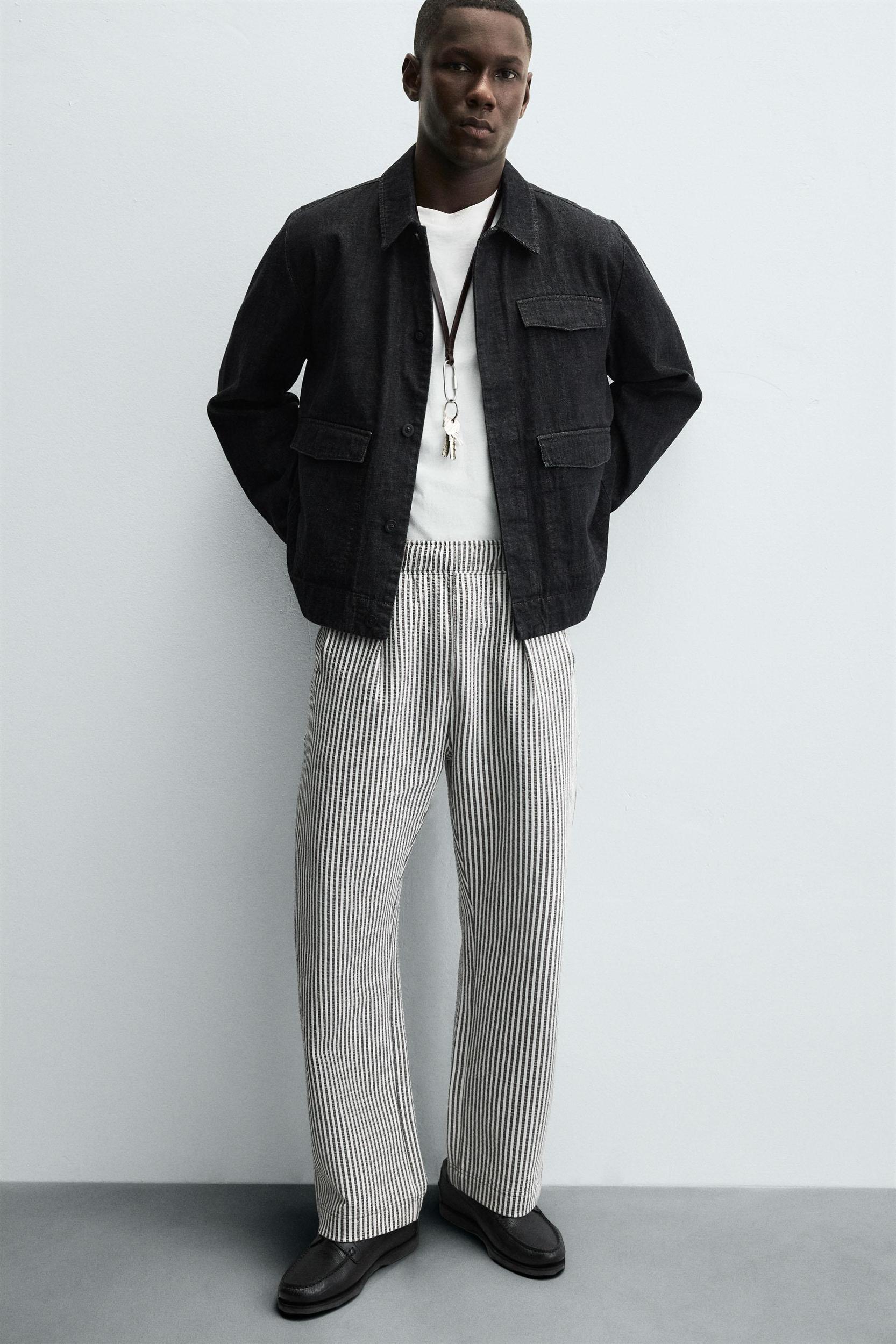 STRIPED SEERSUCKER COMFORT PANTS Product Image