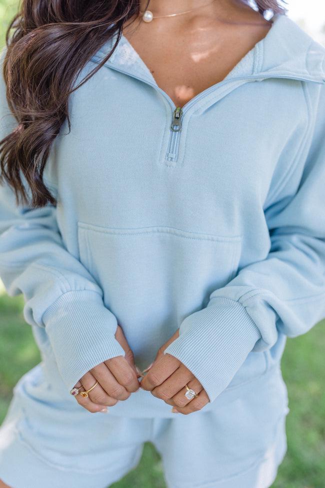 Learn As You Go Blue Acid Wash Quarter Zip FINAL SALE Product Image