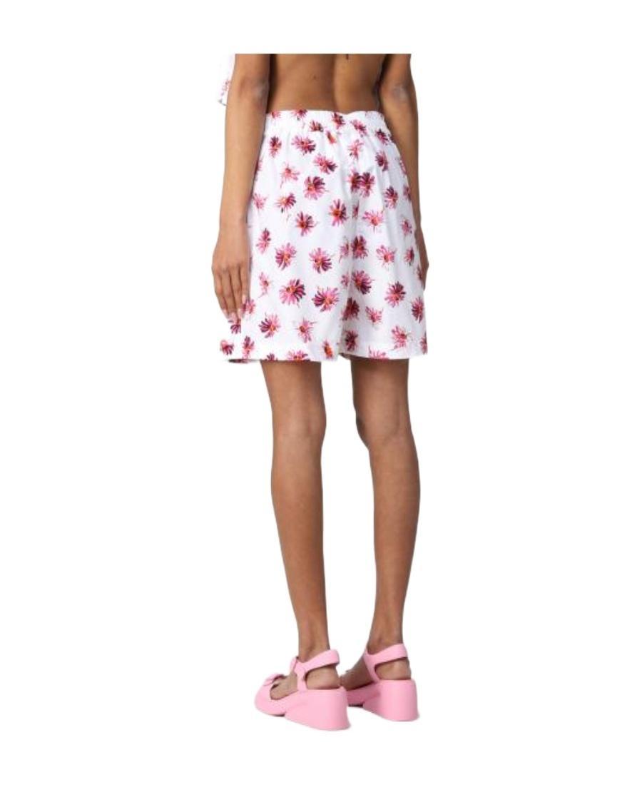 MSGM Floral-print Cotton Shorts In Multicolor Product Image