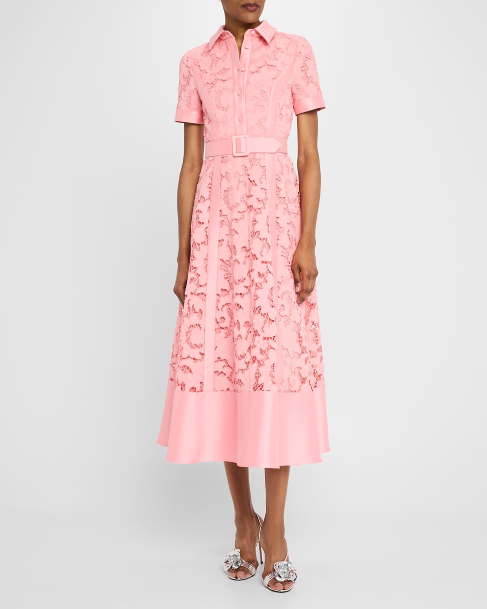Embroidered Floral Lace Midi Dress Product Image