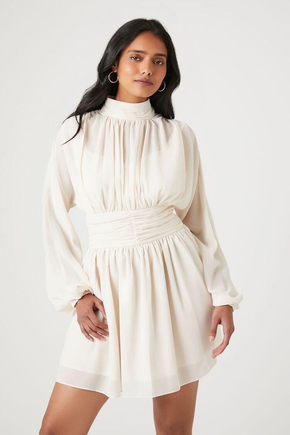 Chiffon Peasant-Sleeve Mini Dress | Forever 21 Product Image