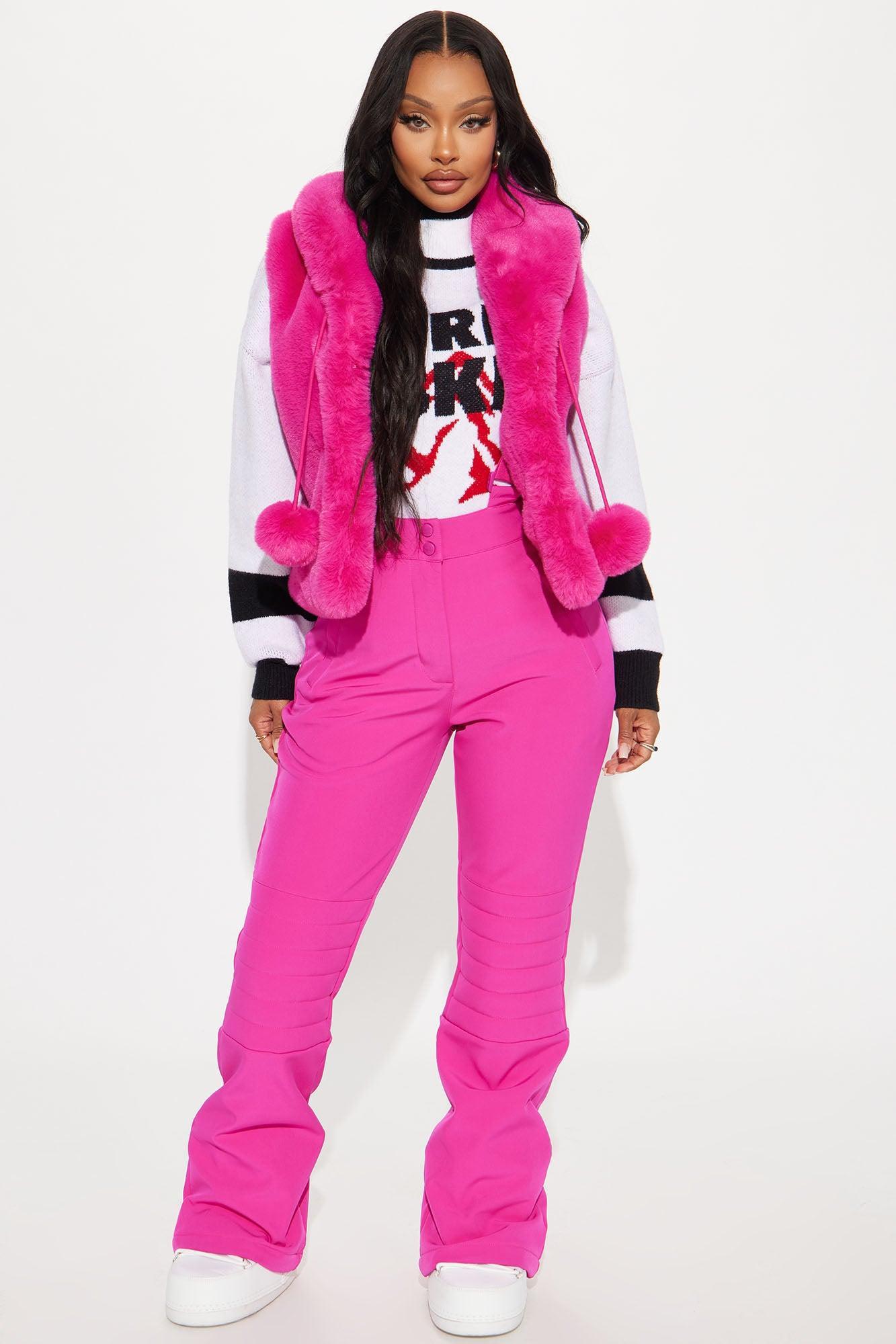 Winter Wonderland Faux Fur Vest - Fuchsia Female Product Image
