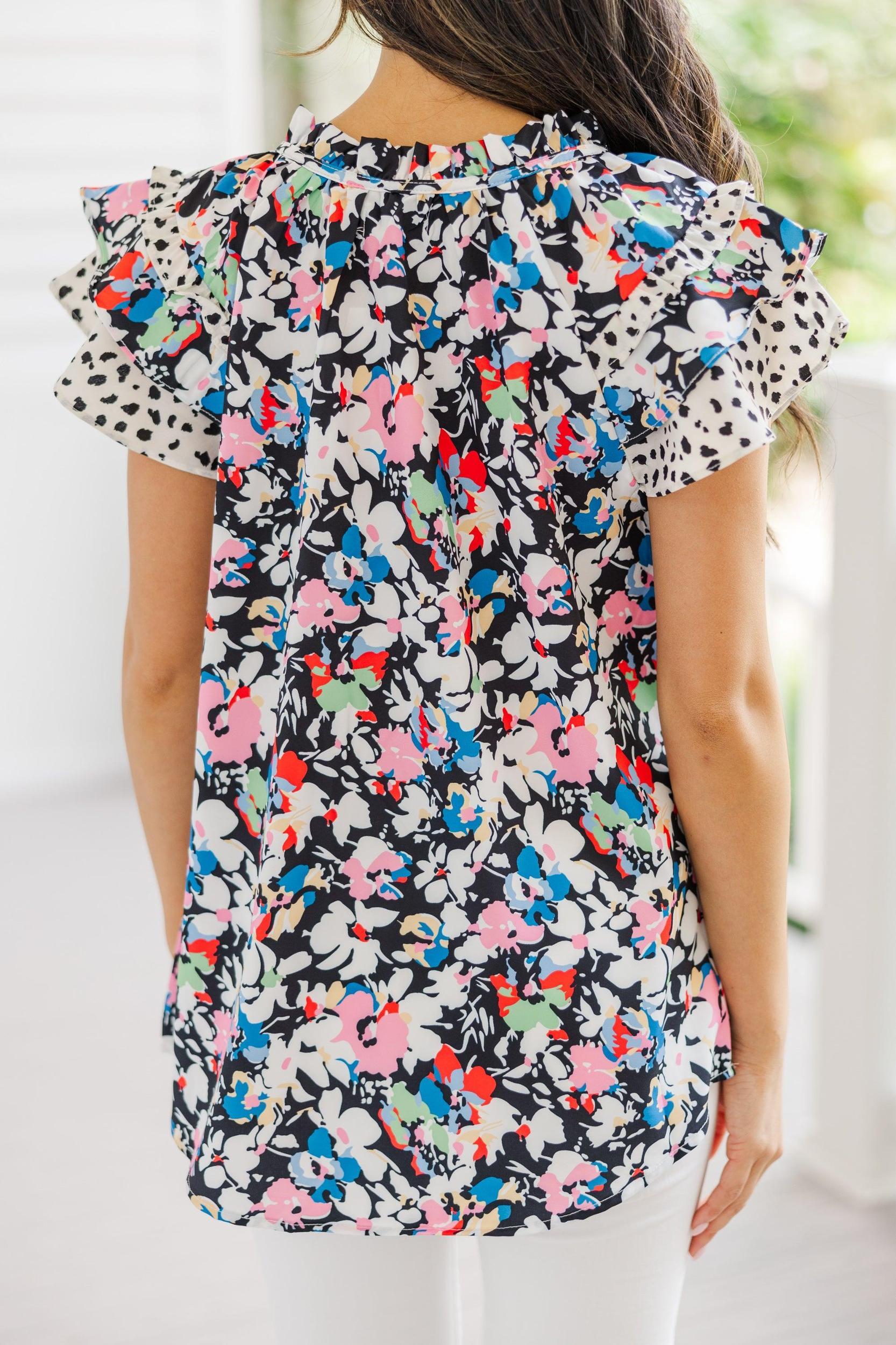 Can't Miss This Black Mixed Print Blouse Female Product Image