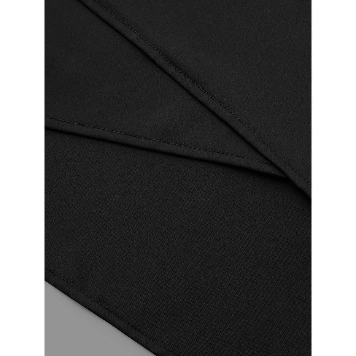 Plus Size Black Color-Block Spliced Ruffled Overlap Hem Blouse Women At the Office Elbow-length sleeve V-neck Work Blouses BloomChic 10/M Product Image