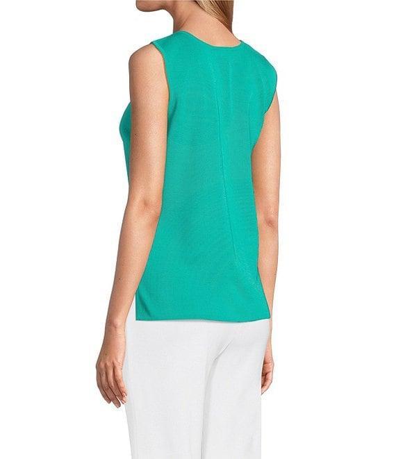 Ming Wang Scoop Neck Sleeveless Side Slit Knit Tank Top Product Image