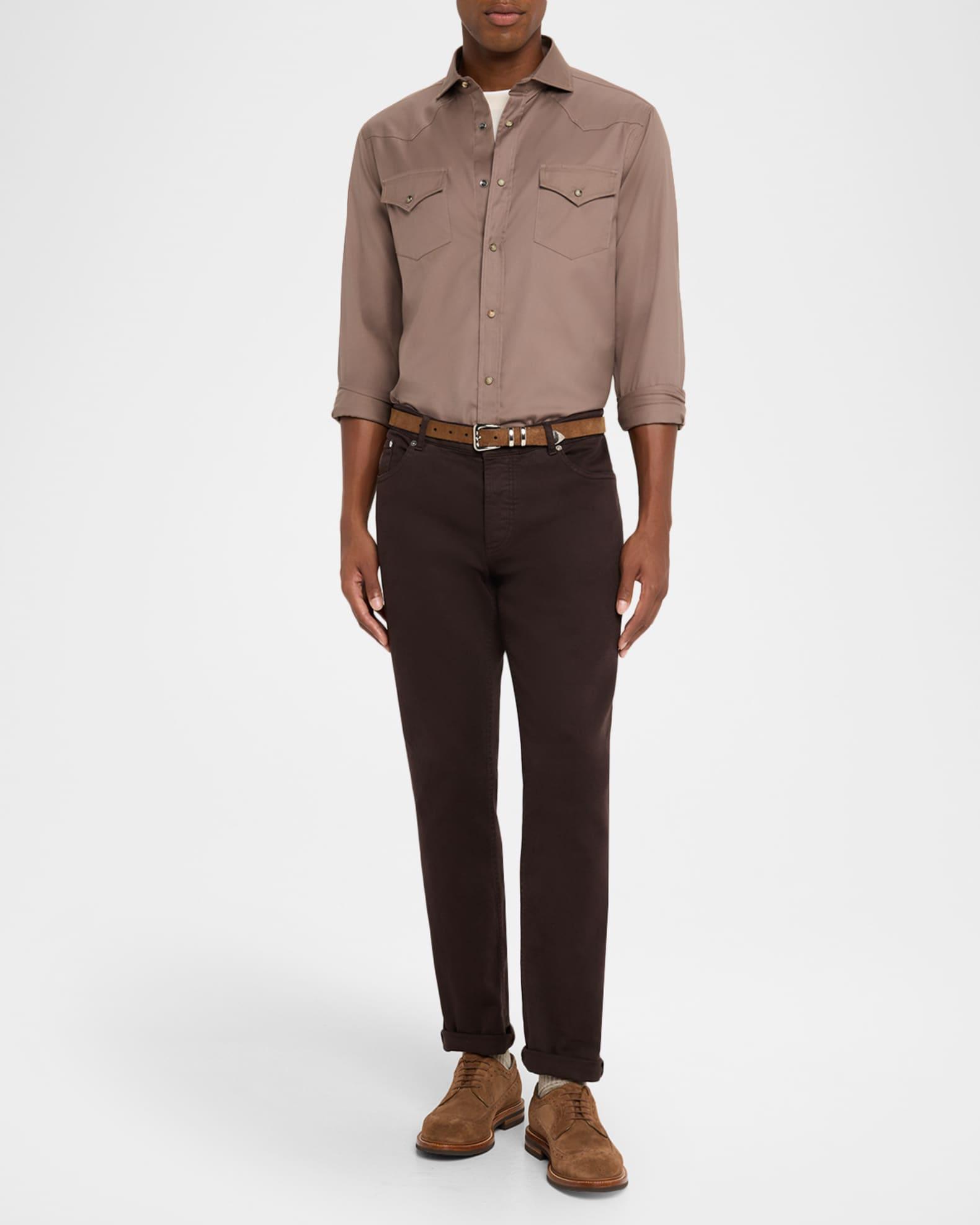 Men's Piece-Dyed Cotton Western Shirt Product Image