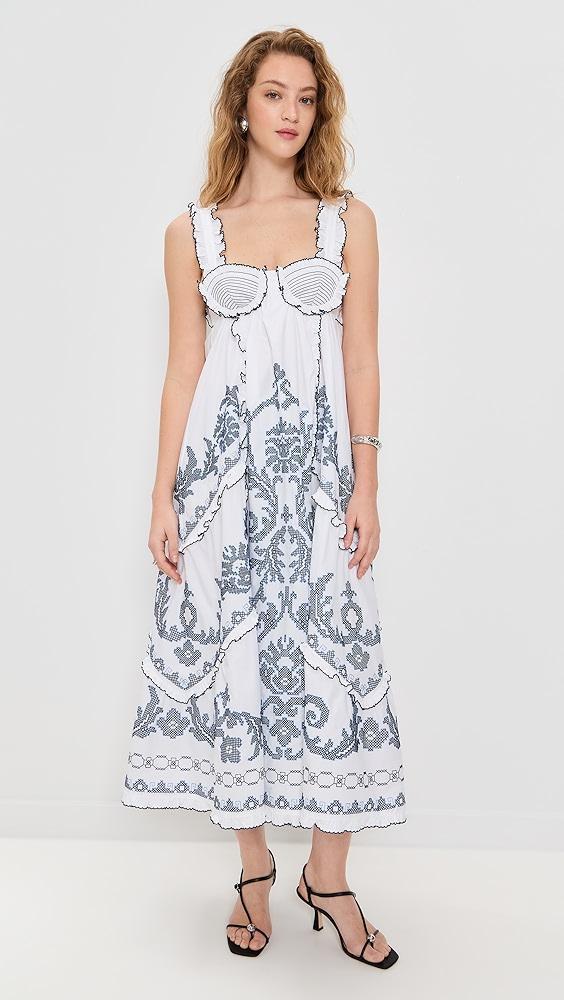 ALÉMAIS Hazel Smocked Embroidered Dress | Shopbop Product Image
