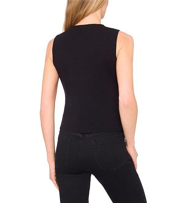 Cece Knit V-Neck Jewel Button Front Vest Product Image