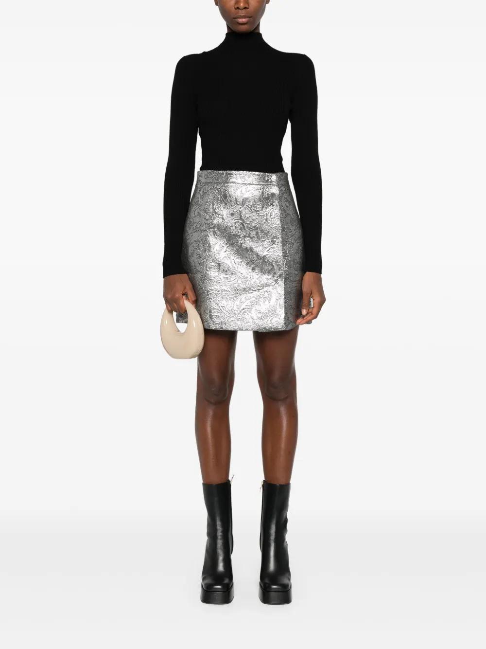 MSGM Jacquard Mini Skirt In Silver Product Image