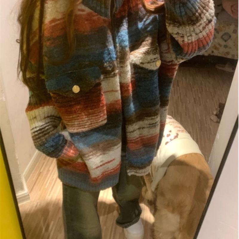 Stand Collar Melange Zip Cardigan Product Image