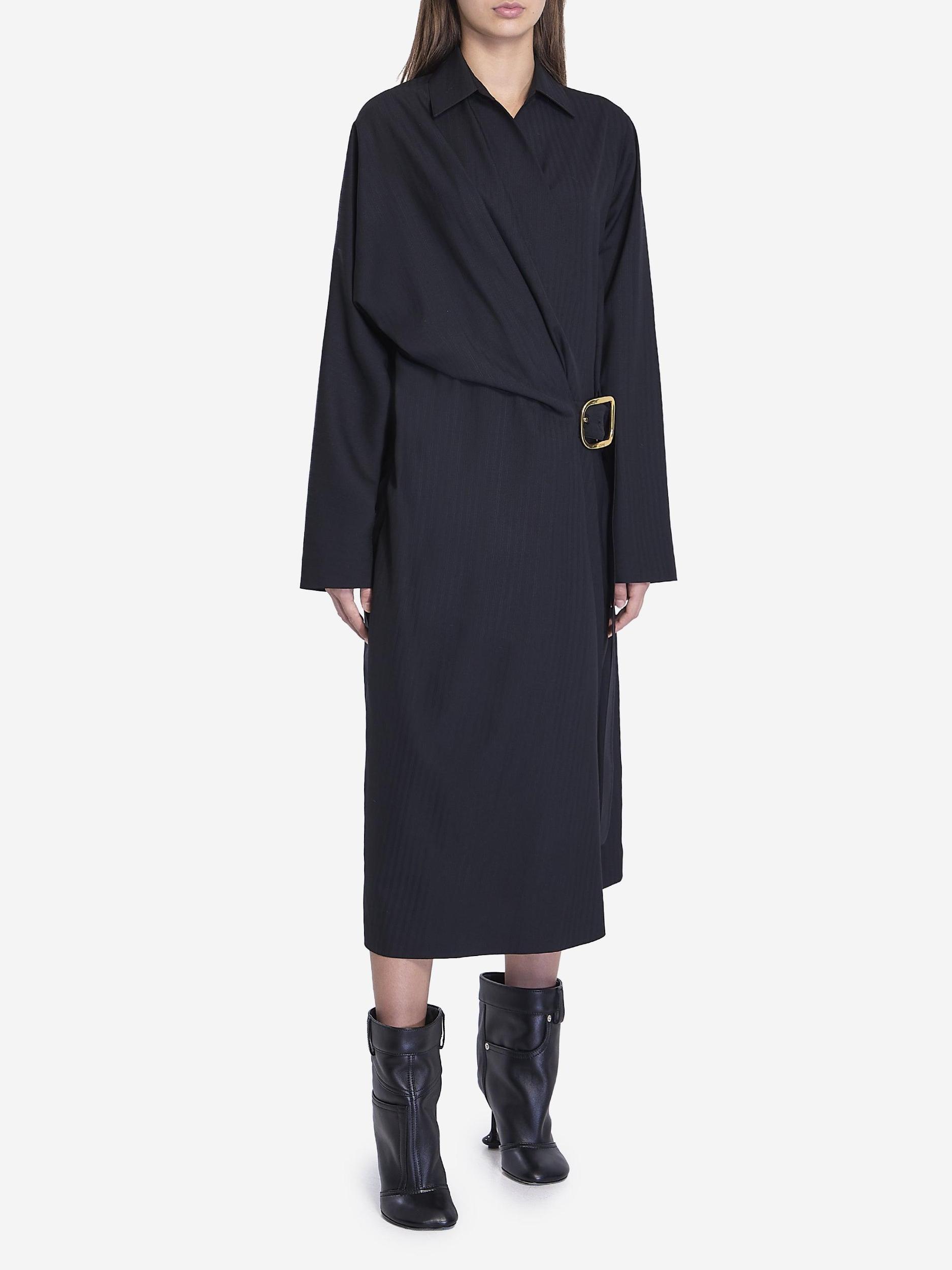 LOEWE Women Belted Wool Dress In Black Product Image
