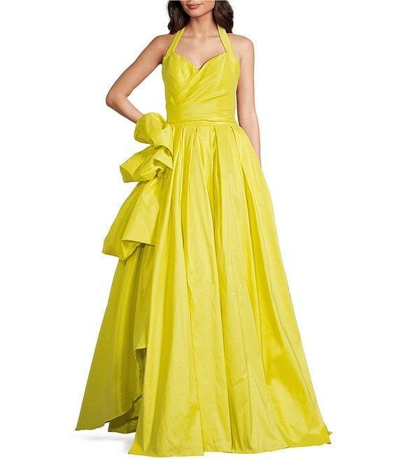 Terani Couture Taffeta Sweetheart Halter Neck Sleeveless Side Ruffle A-Line Ball Gown Product Image