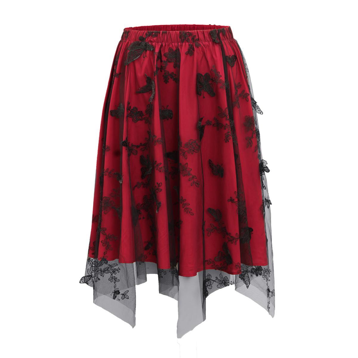 Plus Size Raspberry Butterfly Plisse Patchwork Keyhole Blouse Women Glamour Long Sleeve Keyhole Cut-Out Festival-Halloween Blouses BloomChic 10/M Product Image