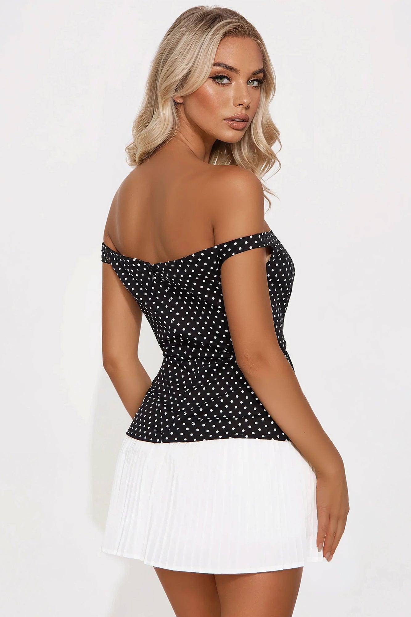 Work In Progress Polka Dot Mini Dress - Black/White Product Image