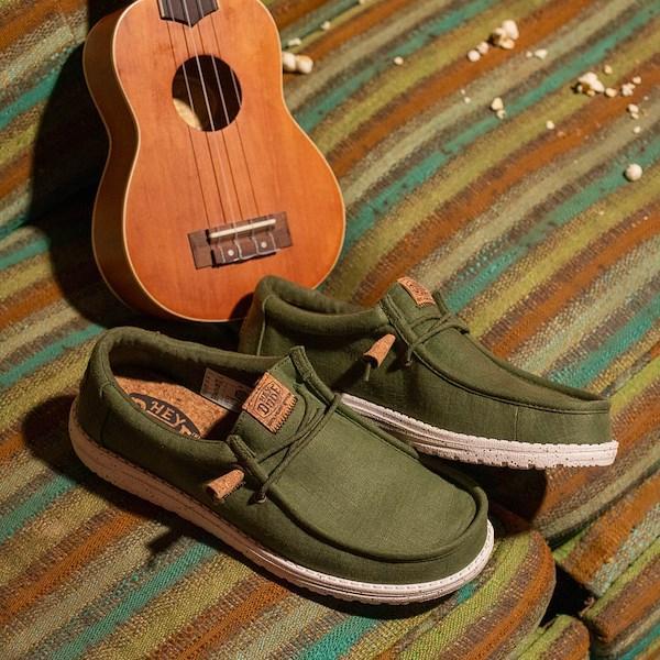 Mens HEYDUDE Wally Hemp Slip-On Casual Shoe - Olive Product Image