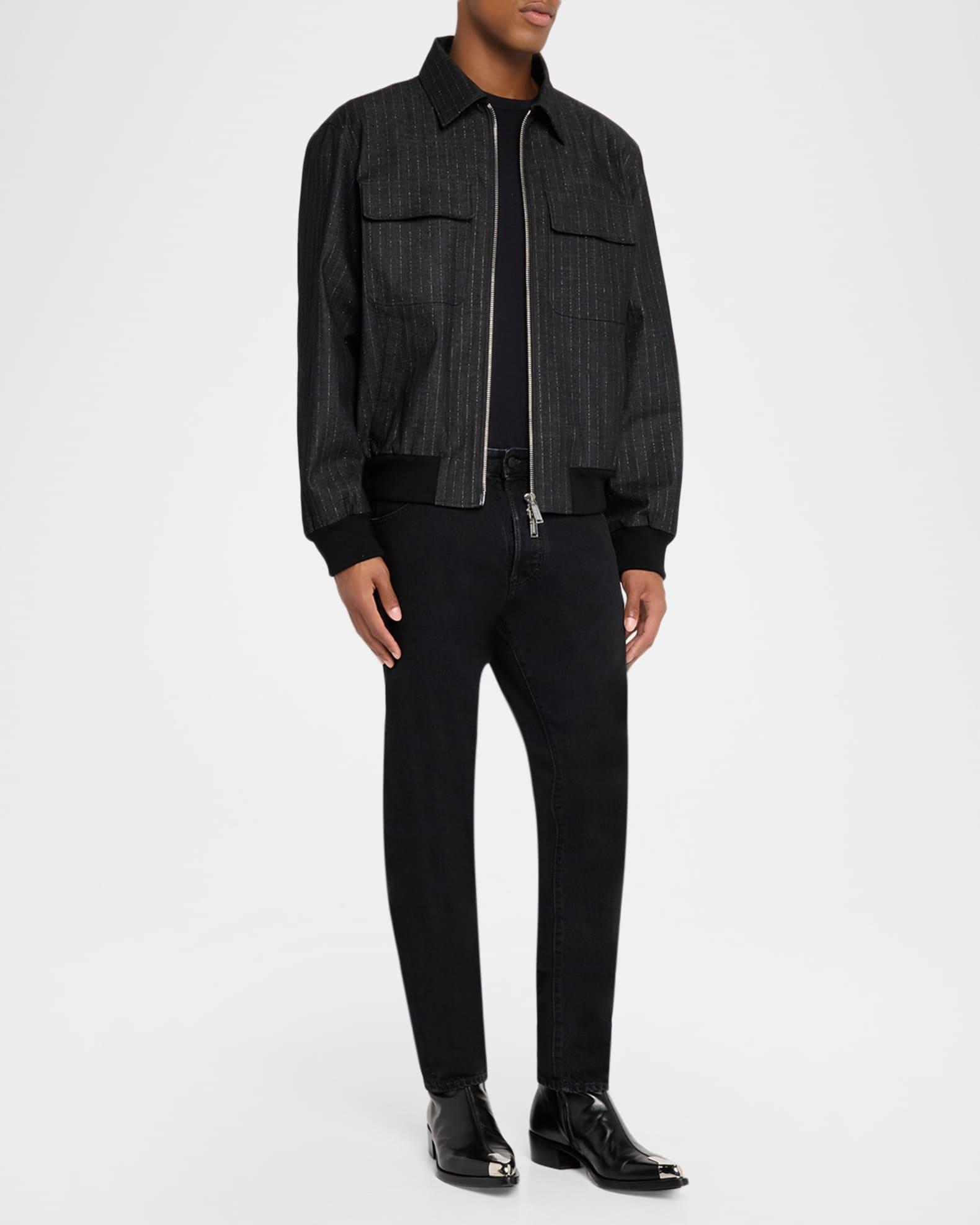 Men's Denim Pinstripe Zip Jacket Product Image