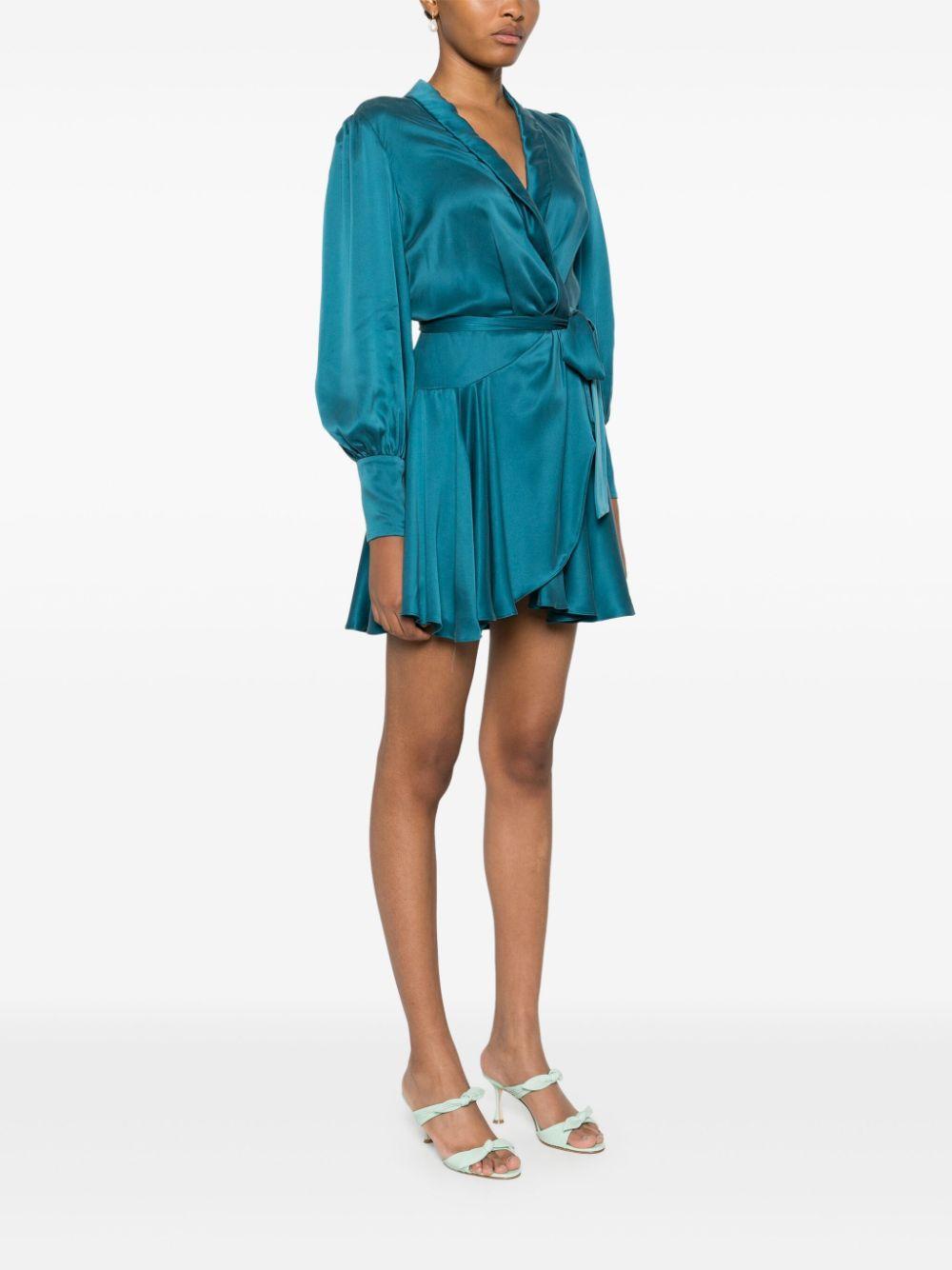 ZIMMERMANN Silk Wrap Dress In Teal Product Image