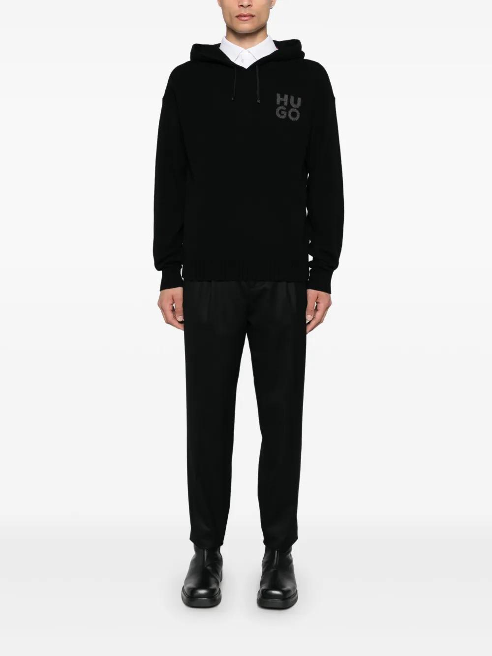 HUGO BOSS Intarsia-logo Sweater In Black Product Image