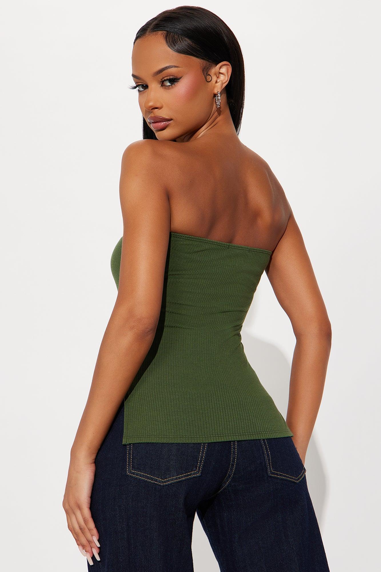 Tessa Ribbed Tube Top - Olive Product Image
