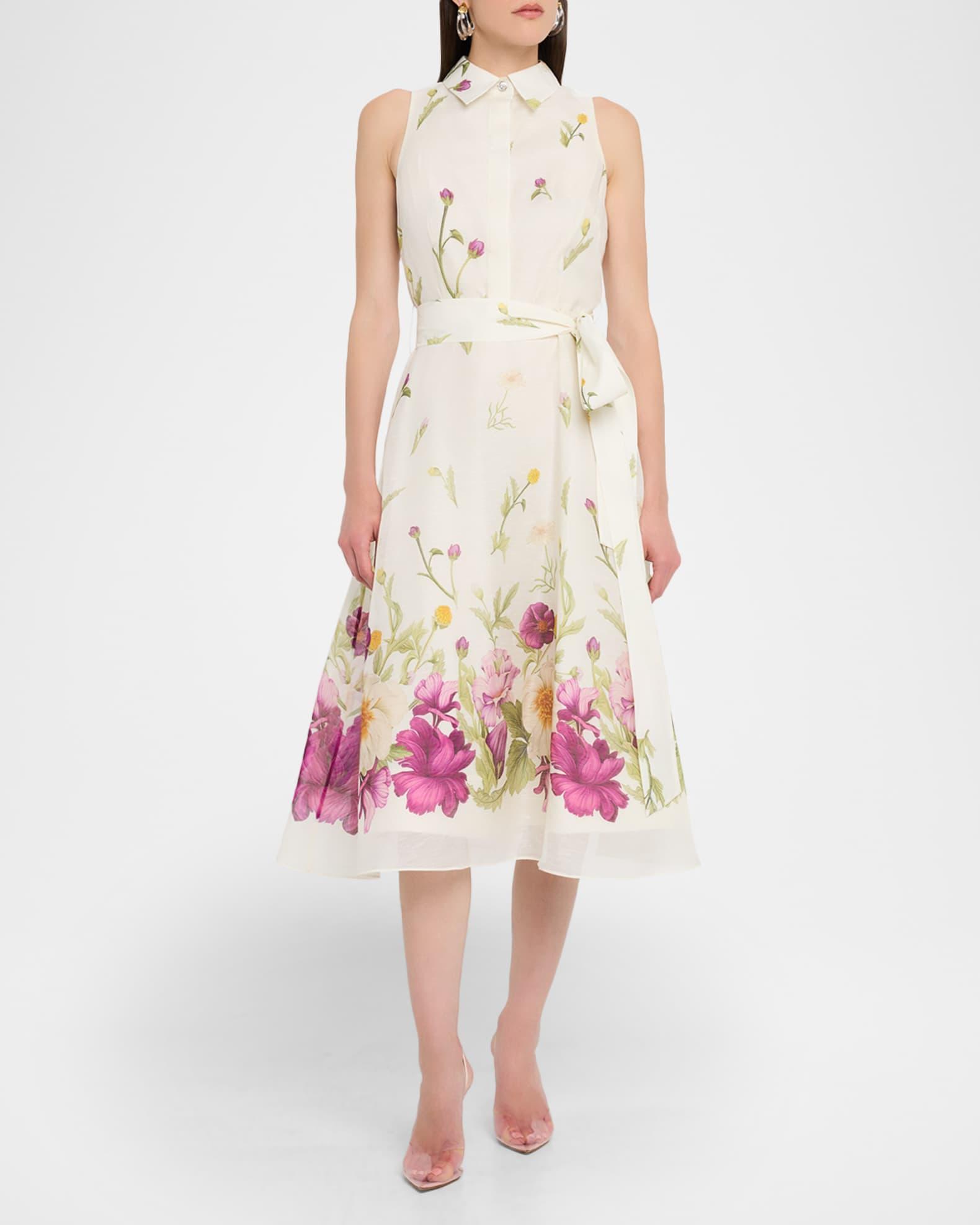 Sleeveless Floral-Print Midi Shirtdress Product Image