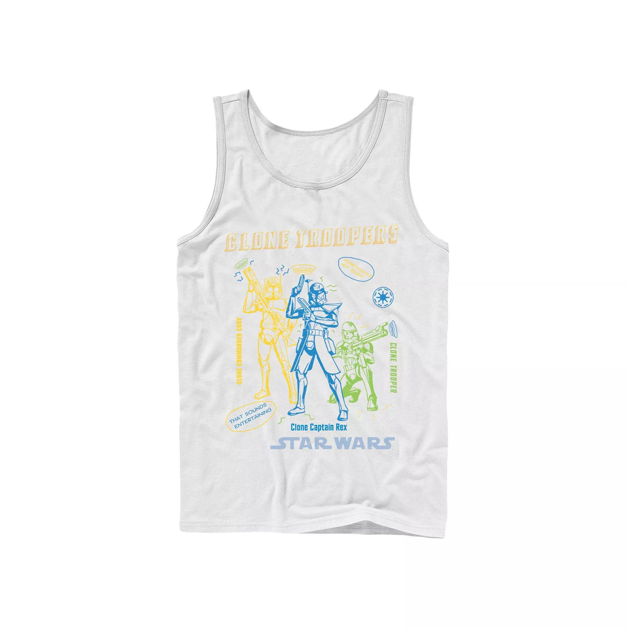 Men's Star Wars: Clone Wars Clone Troopers Doodles Tank Top, Size: Large, White Product Image