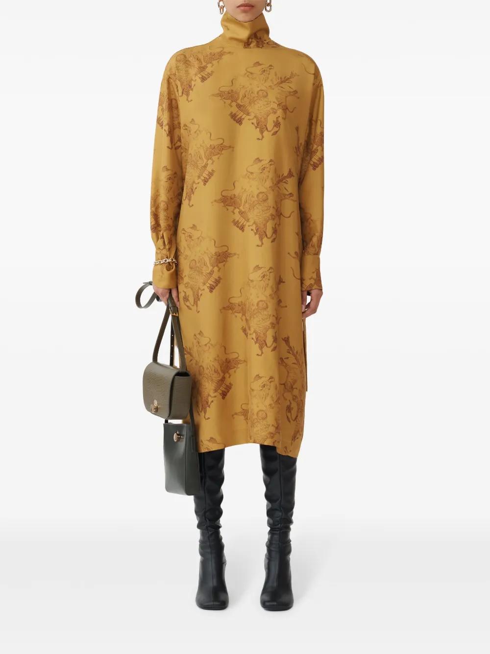 FABIANA FILIPPI Printed Silk Twill Dress In Yellow Product Image