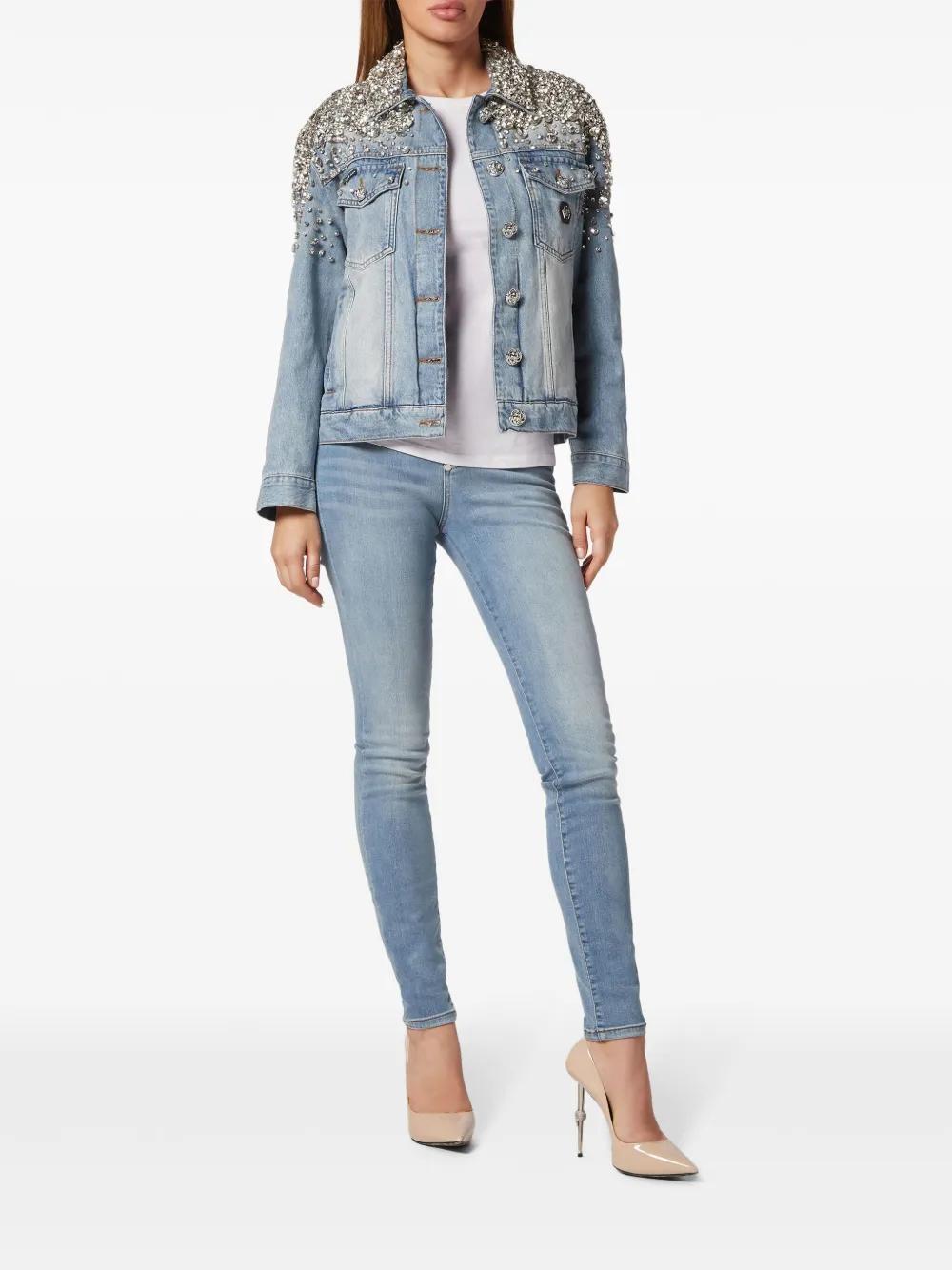 crystal-embellished denim jacket Product Image