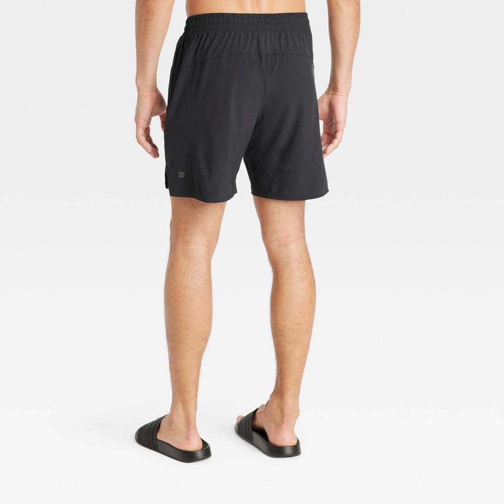 Mens 7 Active Light Unlined Run Shorts - All In Motion Black XXL: Moisture Wicking, Quick Drying Product Image