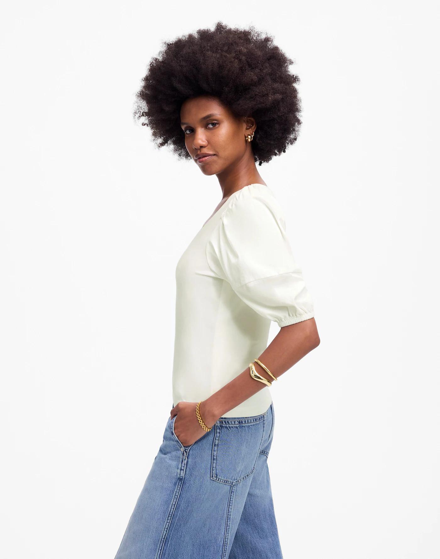 Puff-Sleeve V-Neck Tee Product Image