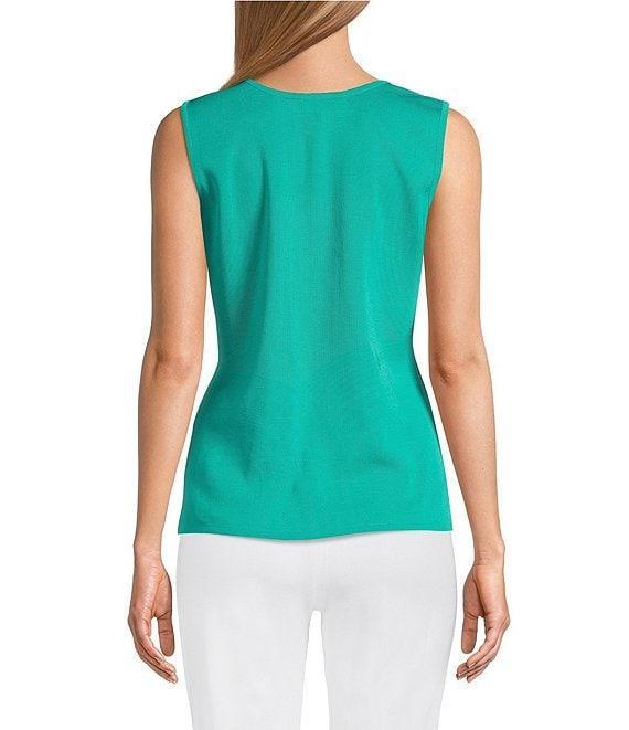 Ming Wang Scoop Neck Sleeveless Side Slit Knit Tank Top Product Image