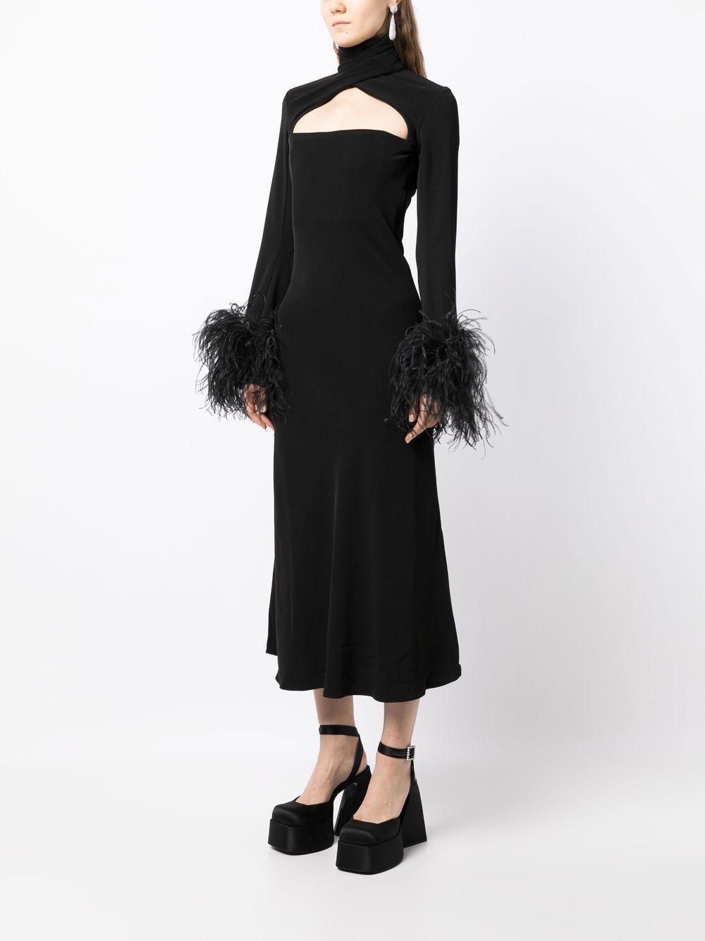 Odessa feather-trim midi dress Product Image