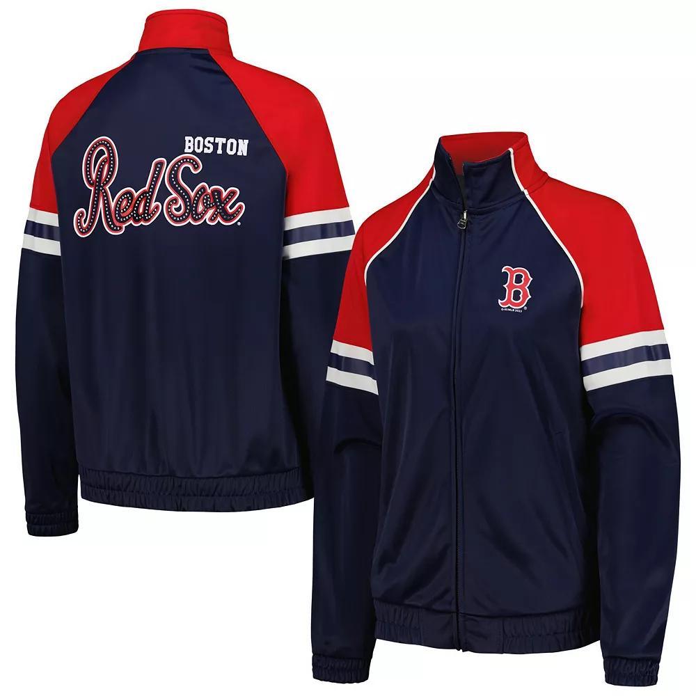 Women's G-III 4Her by Carl Banks Navy Boston Red Sox First Place Raglan Full-Zip Track Jacket, Size: XL, Blue Product Image