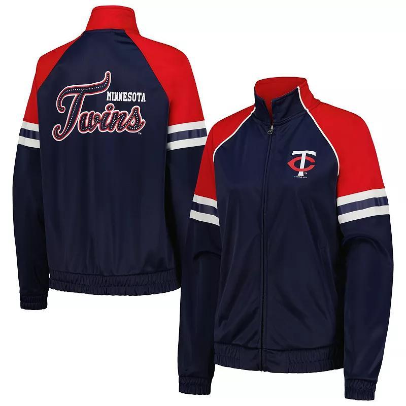 Women's G-III 4Her by Carl Banks Navy Minnesota Twins First Place Raglan Full-Zip Track Jacket, Size: Medium, Blue Product Image