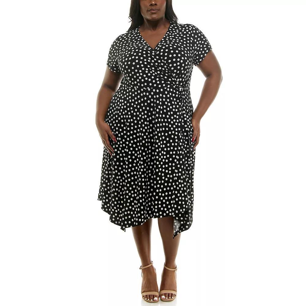 Plus Size Nina Leonard Surplice Uneven Hem Dress, Women's, Size: 2XL, White Ice Product Image