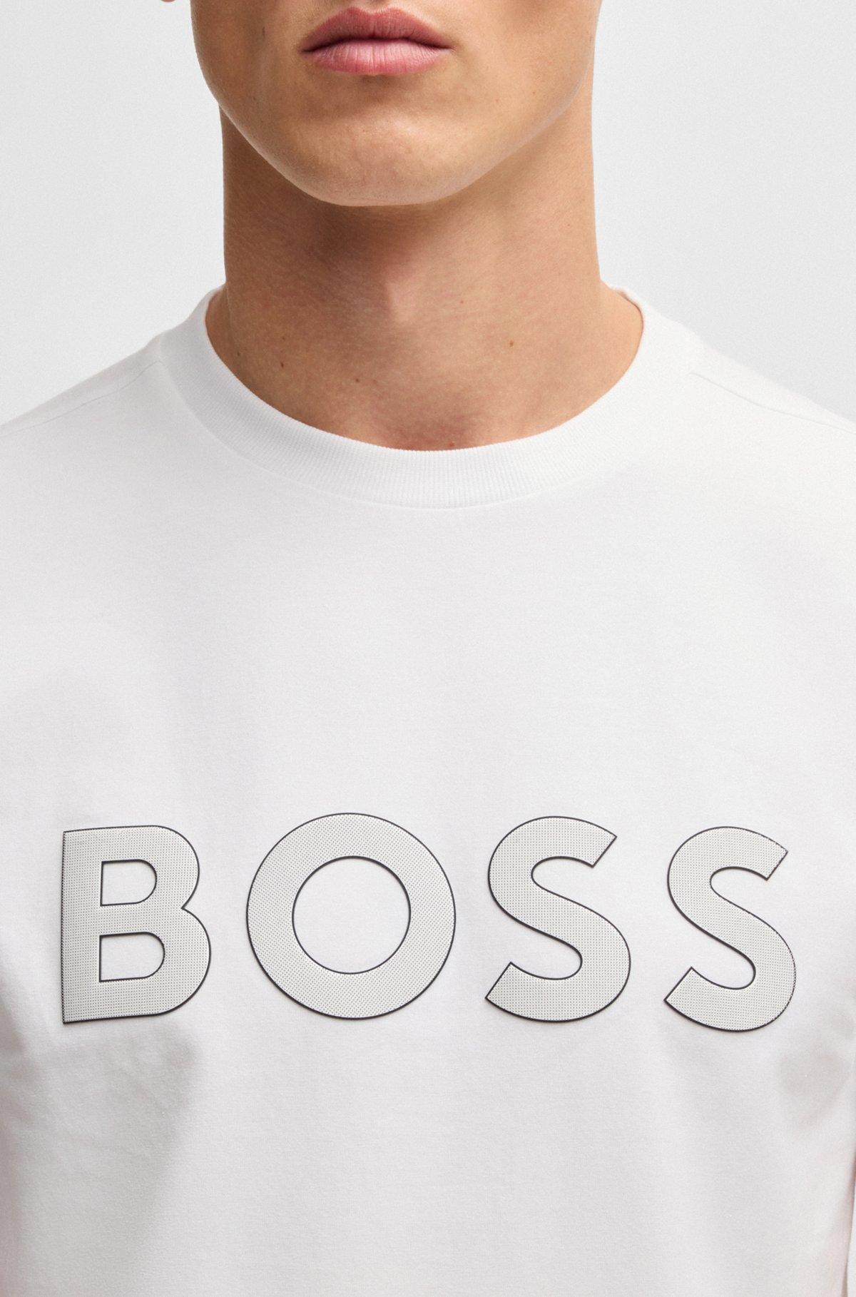 Stretch-cotton T-shirt with large logo Product Image