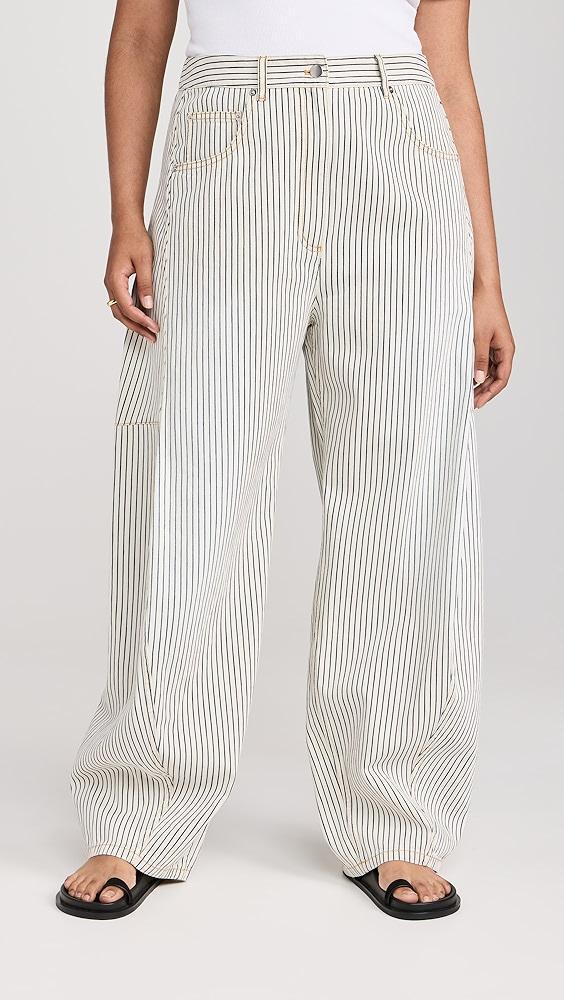 Tibi Stone Washed Striped Denim Sid Jeans | Shopbop Product Image
