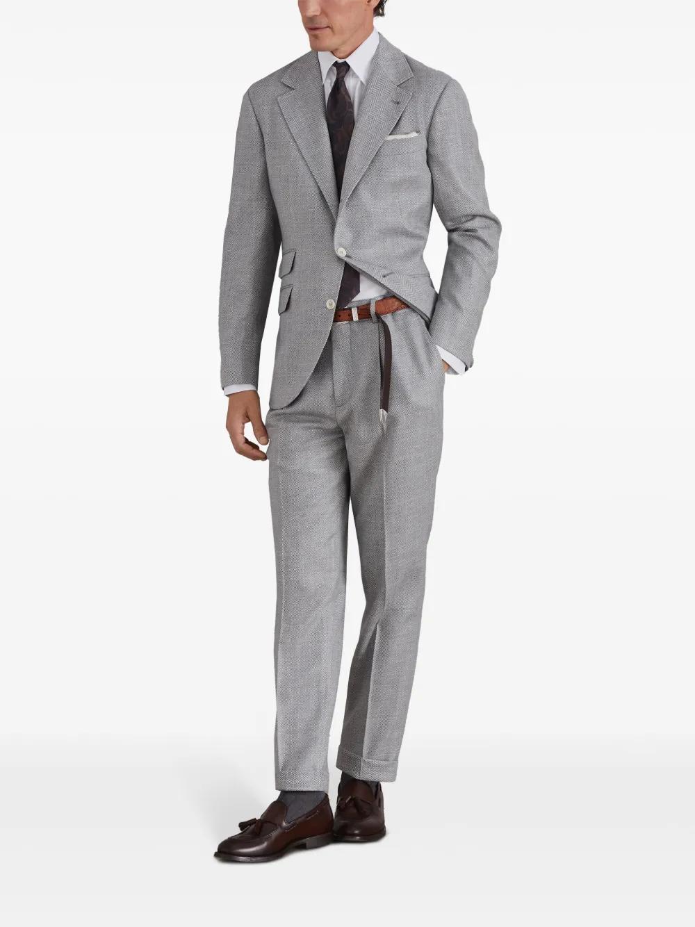 BRUNELLO CUCINELLI Wool-blend Leisure Fit Trousers In Grey Product Image