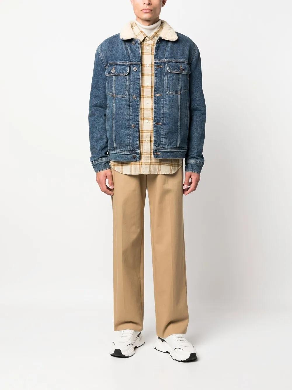 D-Barcy-T shearling-collar denim jacket Product Image
