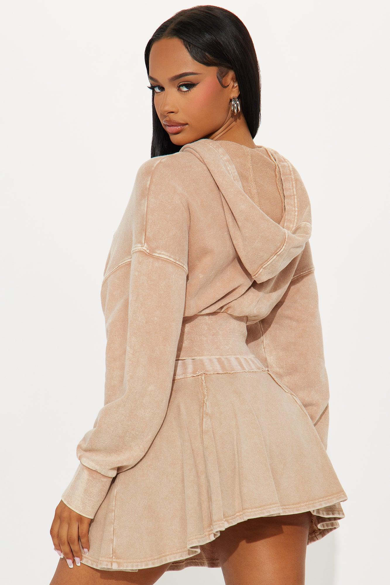 The Washed Cropped Hoodie - Taupe Product Image